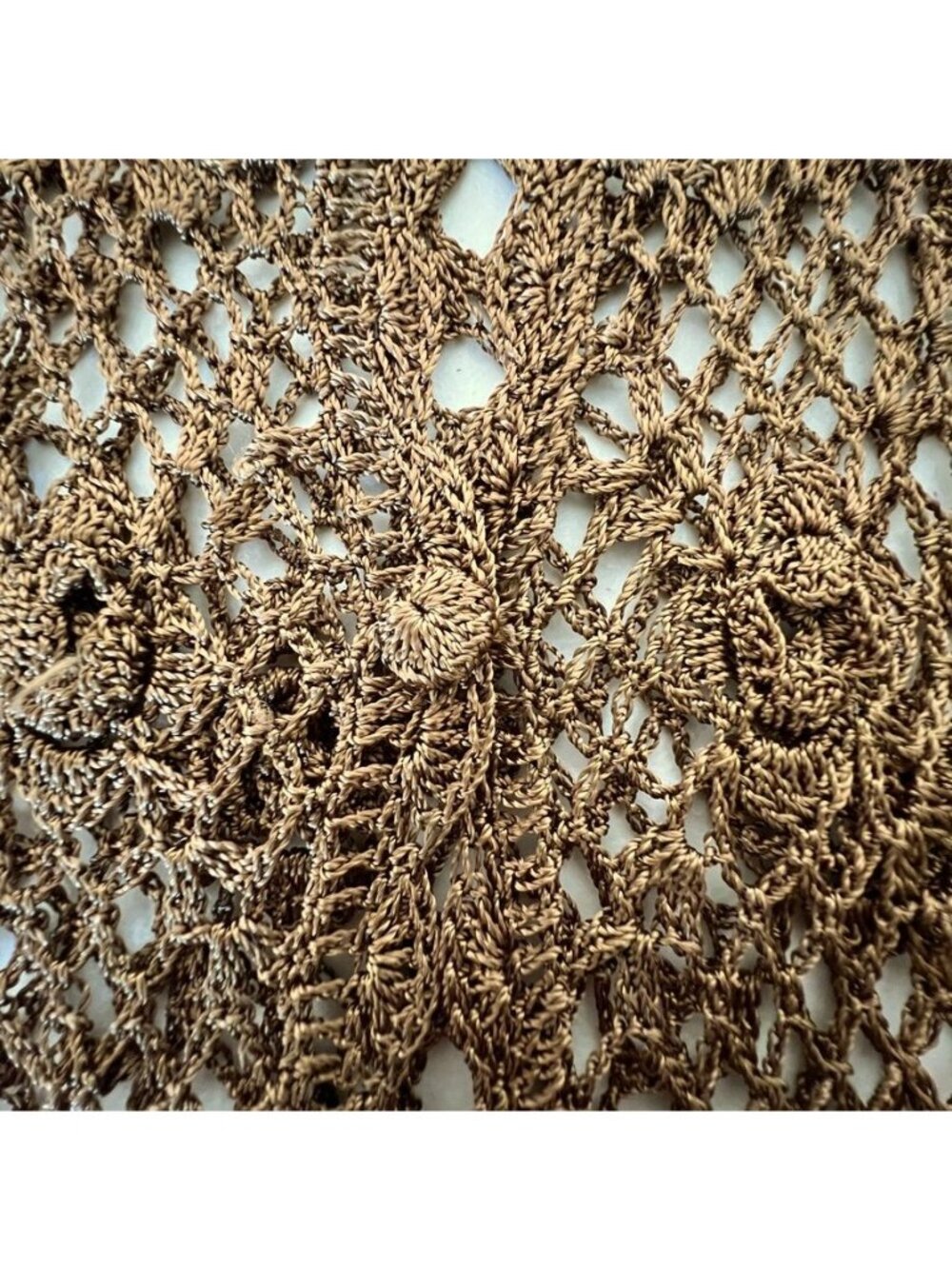 Mocha Brown Crochet Cardigan Floral Open Knit Whimsigoth Boho Button Front - Picture 5 of 14